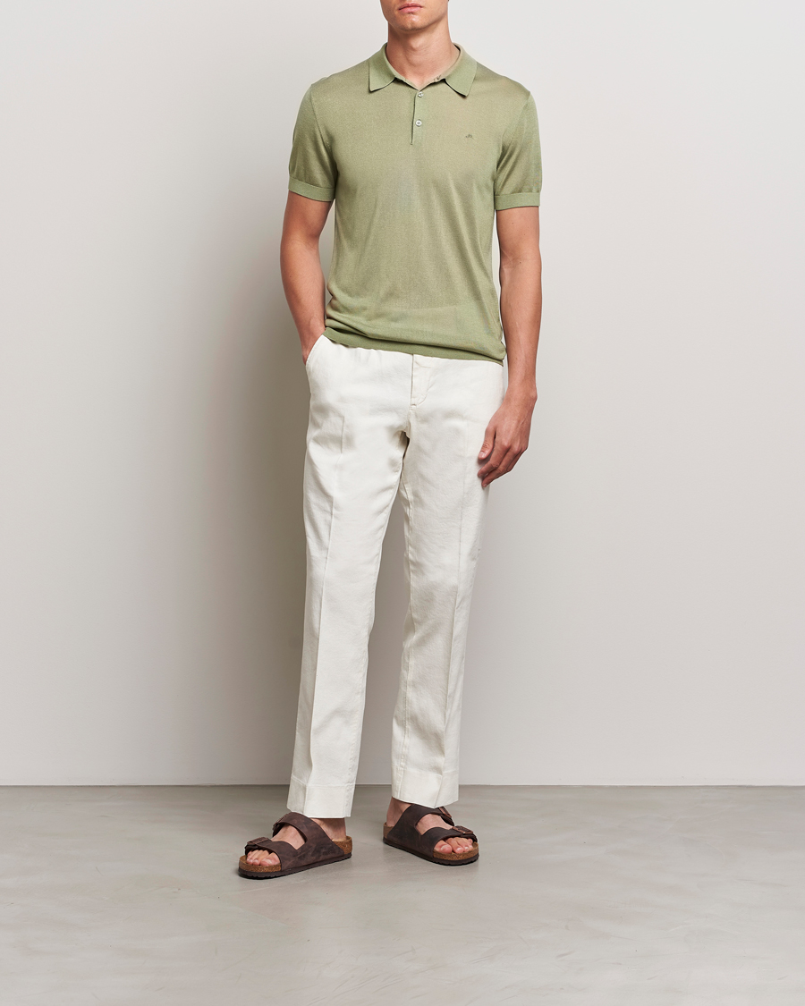 Herre | Pikéer | J.Lindeberg | Ridge Lyocell Silk Polo Oil Green