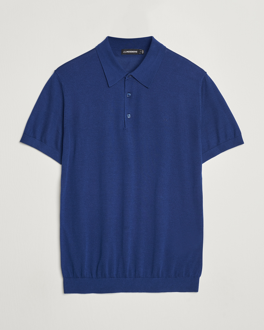 Herre | Pikéer | J.Lindeberg | Ridge Lyocell Silk Polo Estate Blue