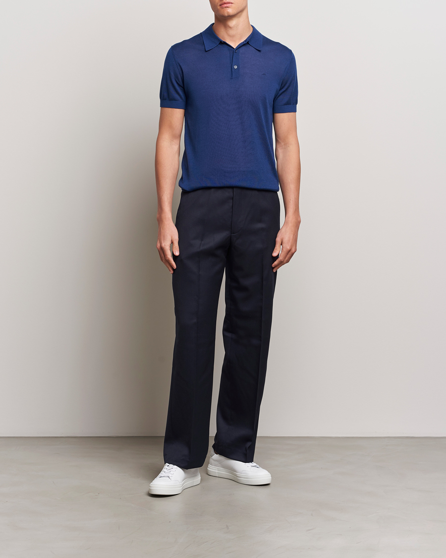 Herre | Pikéer | J.Lindeberg | Ridge Lyocell Silk Polo Estate Blue