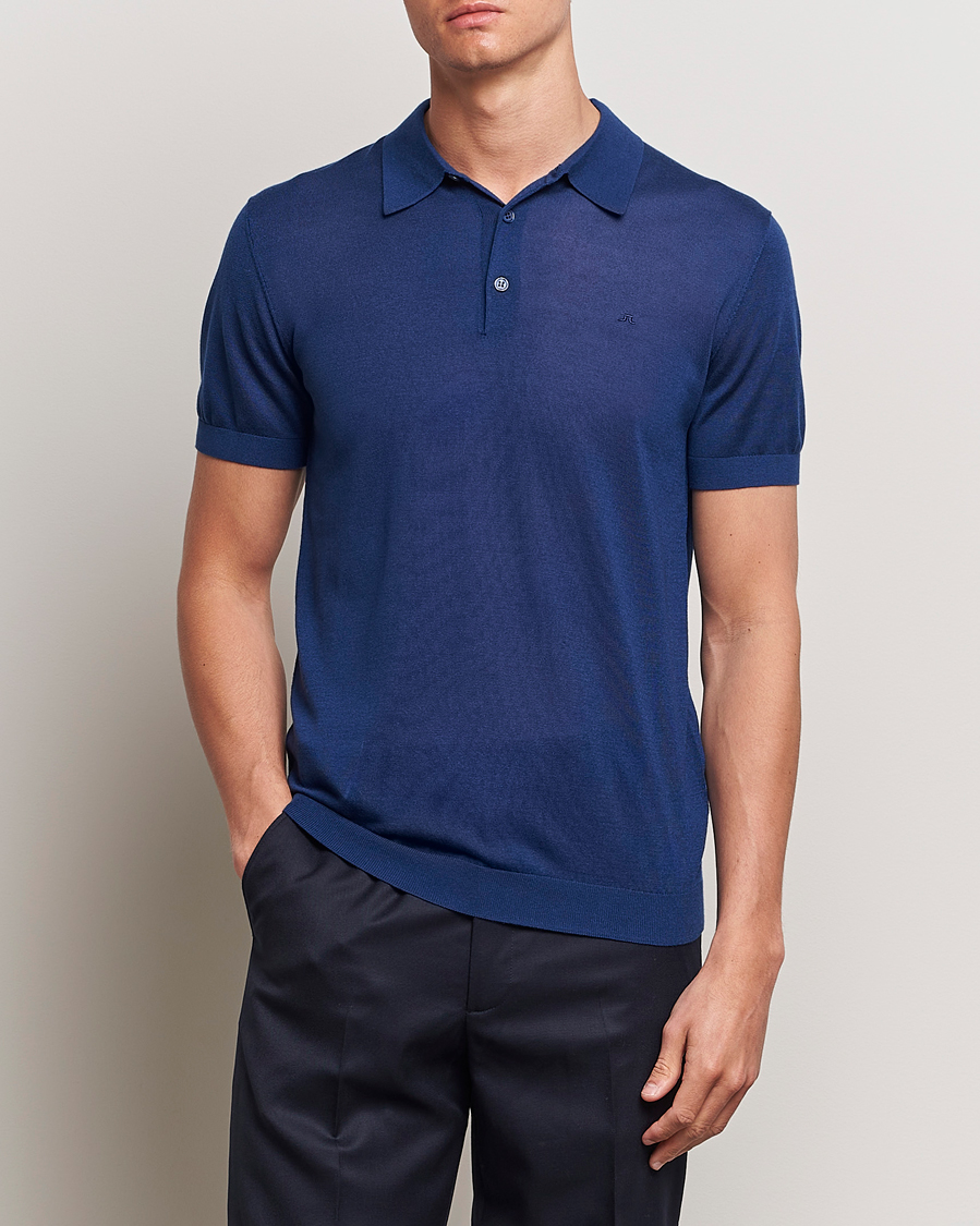 Herre | Nytt i butikken | J.Lindeberg | Ridge Lyocell Silk Polo Estate Blue