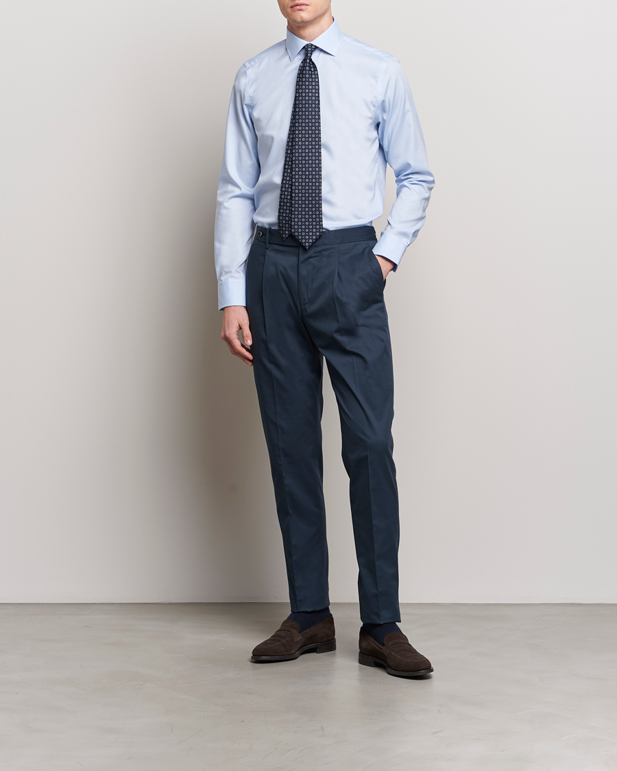 Herre | Skjorter | Oscar Jacobson | Slim Fit Cut Away Non Iron Twill Light Blue