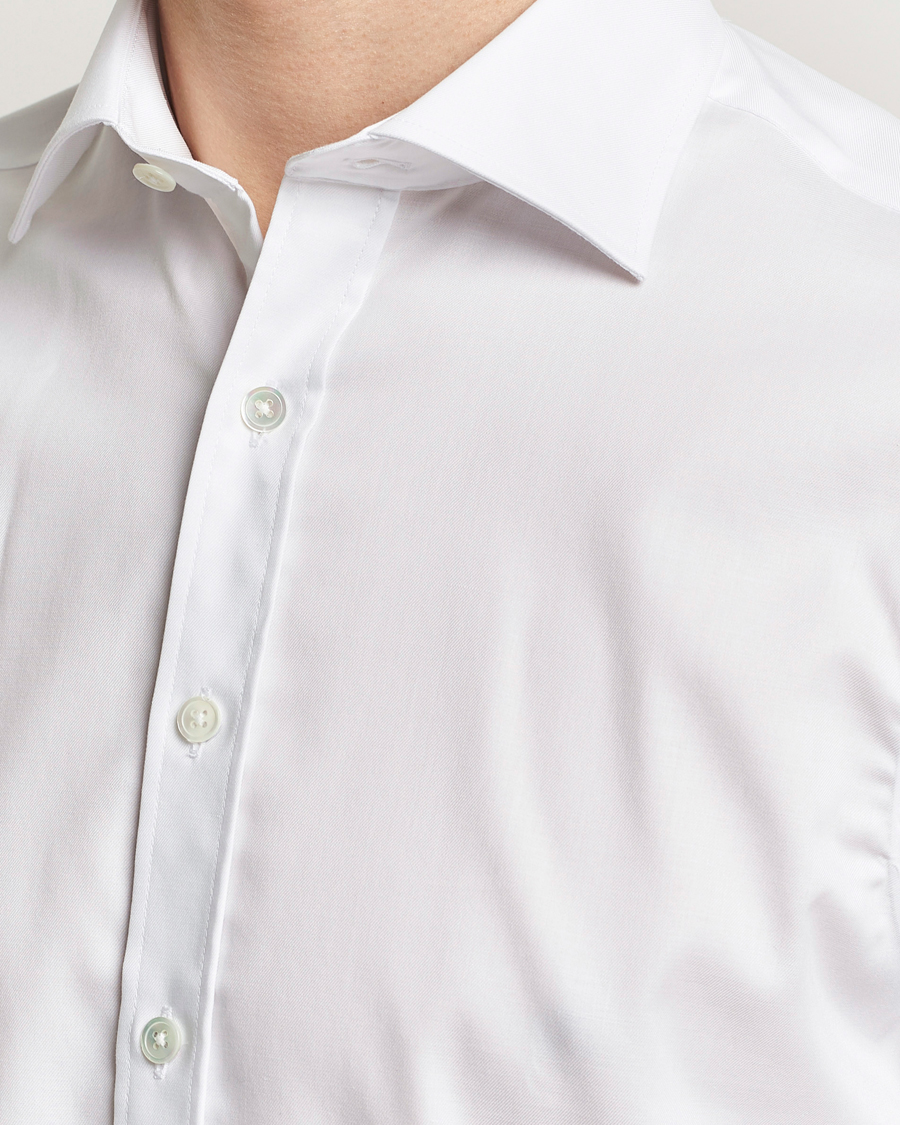 Herre | Skjorter | Oscar Jacobson | Slim Fit Cut Away Non Iron Twill Optical White