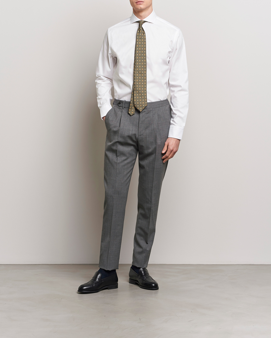 Herre | Skjorter | Oscar Jacobson | Reg Fit Cut Away Non Iron Twill Optical White