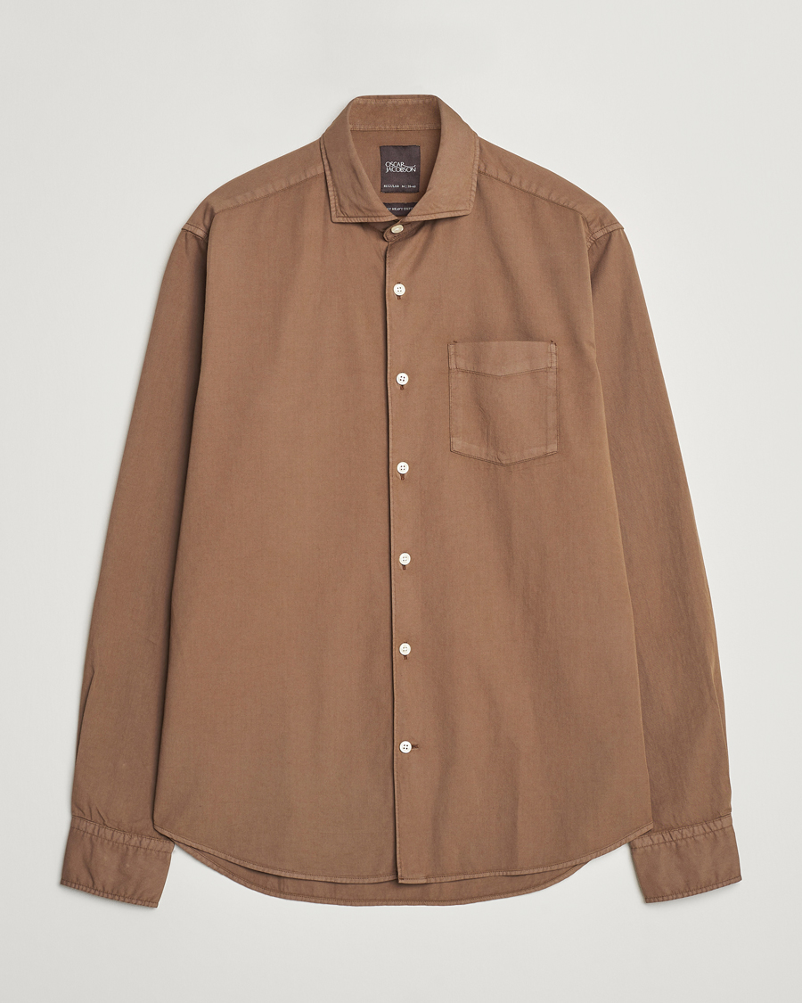 Herre | Skjorter | Oscar Jacobson | Reg Fit Wide Spread C GD Twill Light Army Green