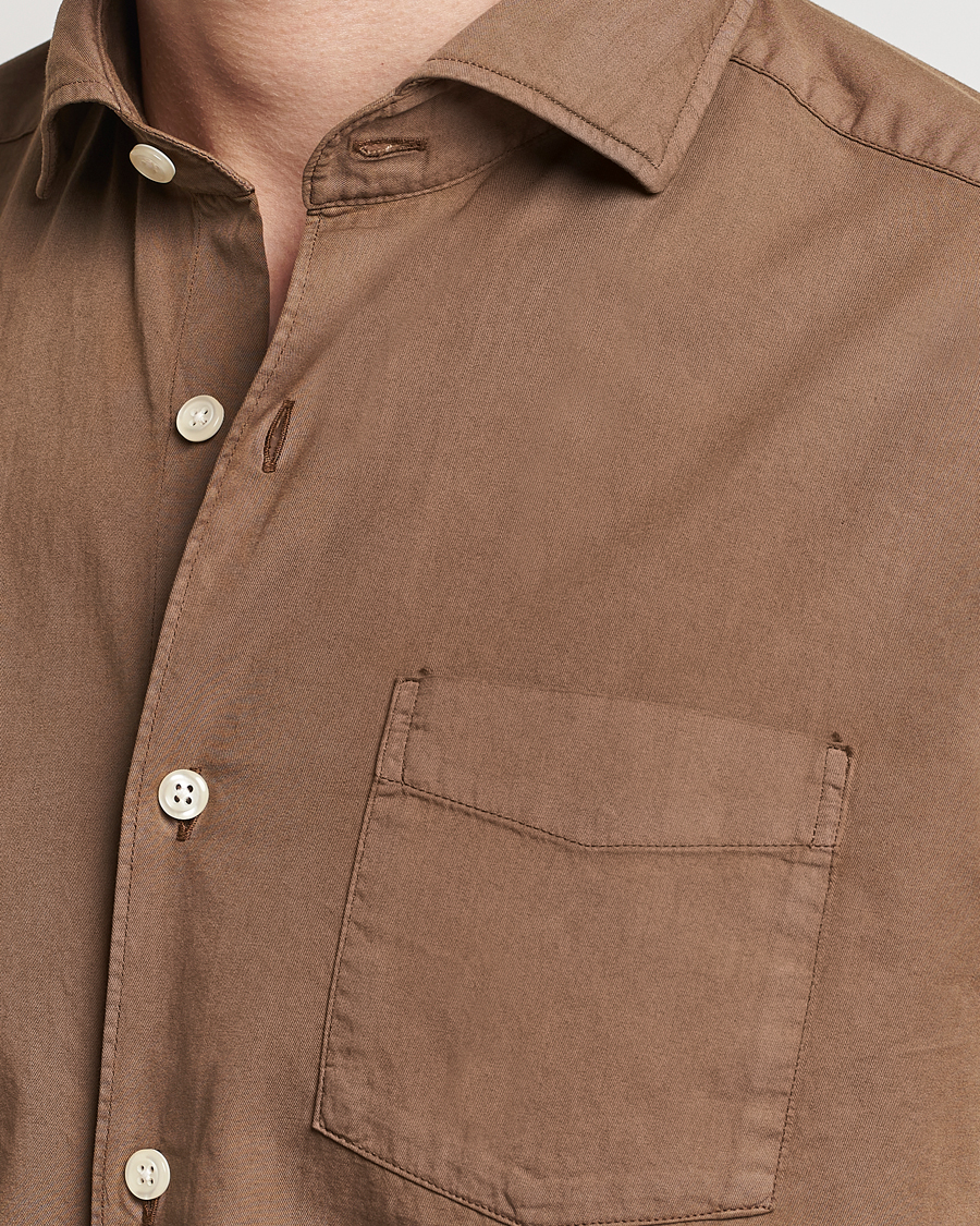 Herre | Skjorter | Oscar Jacobson | Reg Fit Wide Spread C GD Twill Light Army Green