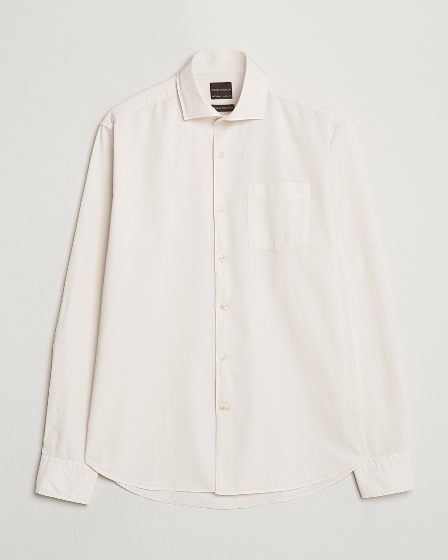 Herre | Skjorter | Oscar Jacobson | Reg Fit Wide Spread C GD Twill Ecru White