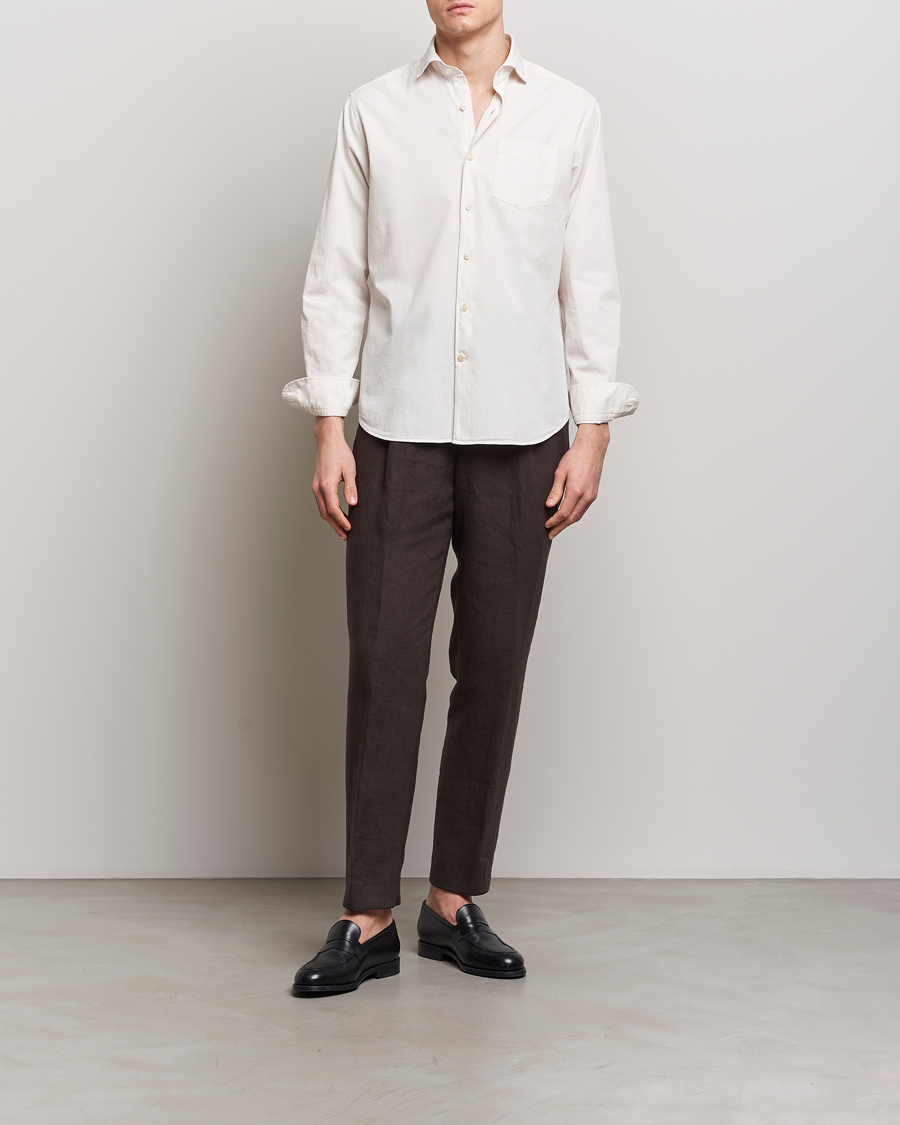 Herre | Skjorter | Oscar Jacobson | Reg Fit Wide Spread C GD Twill Ecru White