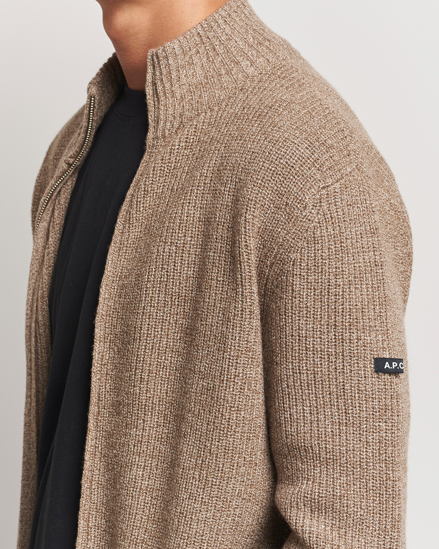 Herre | Gensere | A.P.C. | Heath Merino Wool Cardigan Marron Chine
