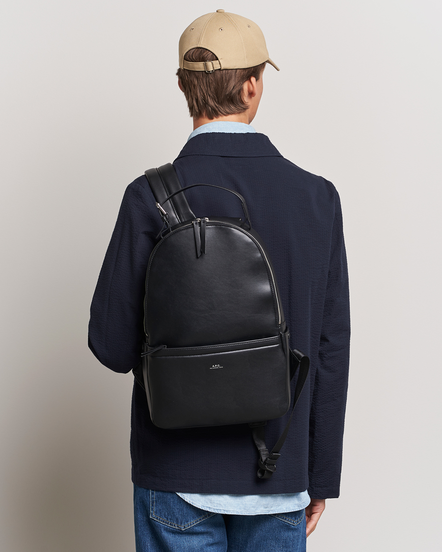 Herre | A.P.C. Sac Leather Backpack Black | A.P.C. | Sac Leather Backpack Black