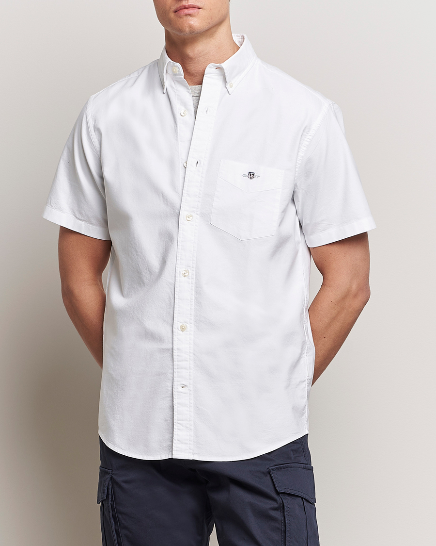 Herre | Preppy Authentic | GANT | Regular Short Sleeve Oxford Shirt White
