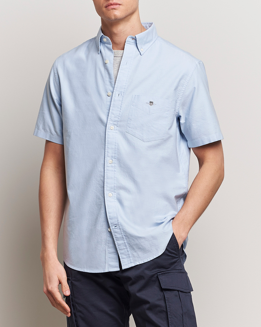 Herre | Preppy Authentic | GANT | Regular Short Sleeve Oxford Shirt Light Blue