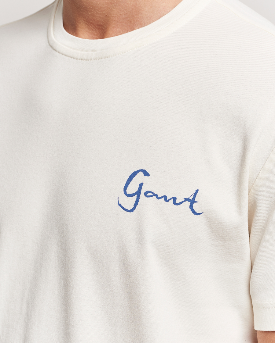 Herre | T-Shirts | GANT | Graphic Printed T-Shirt Cream