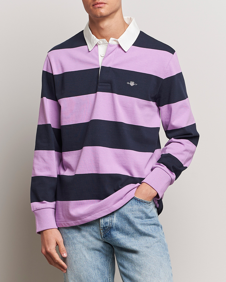 Herr | Rugbytröjor | GANT | Reg Shield Striped Heavy Rugger Orchid Lilac