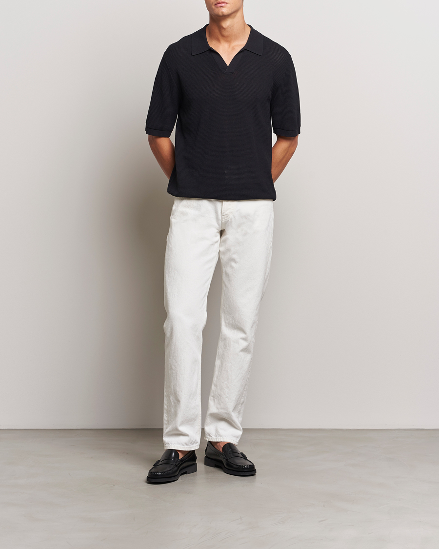 Herre | Pikéer | GANT | Open Knit Short Sleeve Polo Black
