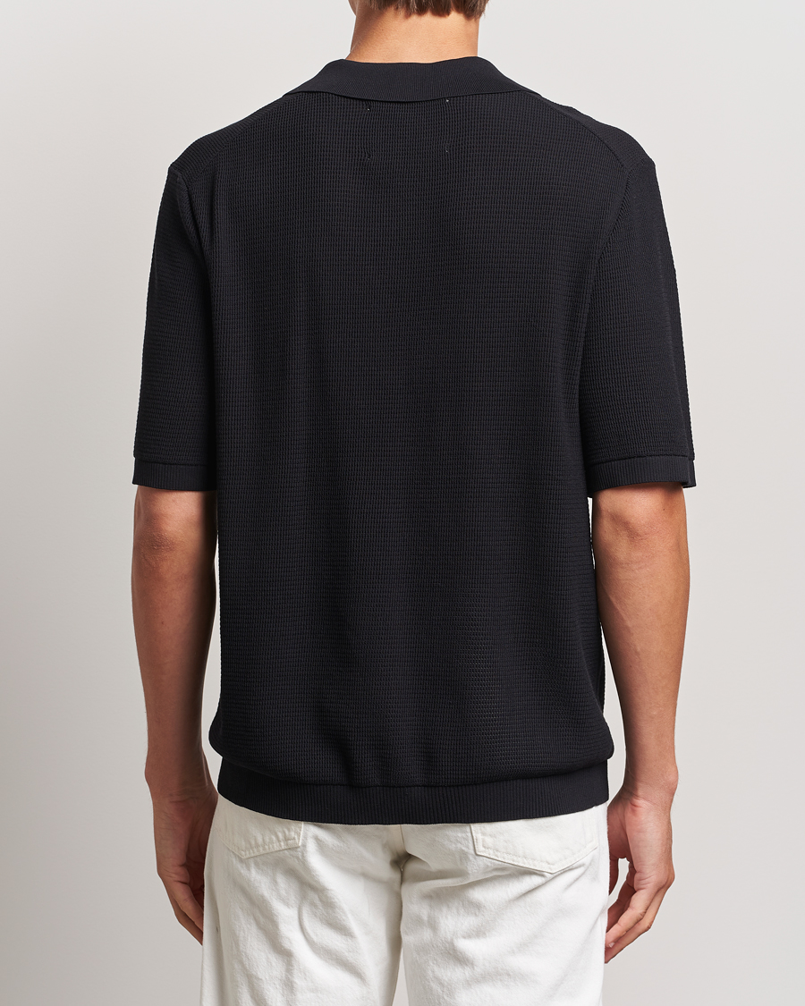 Herre | Pikéer | GANT | Open Knit Short Sleeve Polo Black
