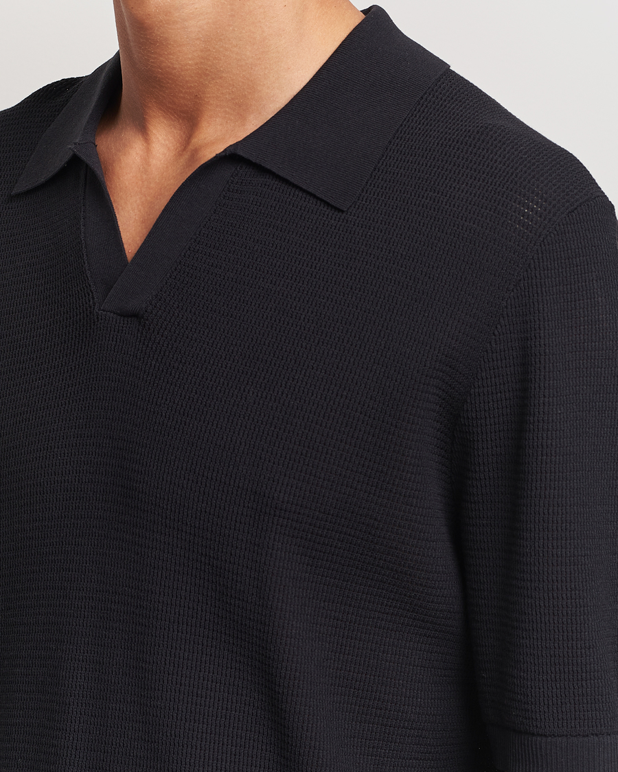 Herre | Pikéer | GANT | Open Knit Short Sleeve Polo Black