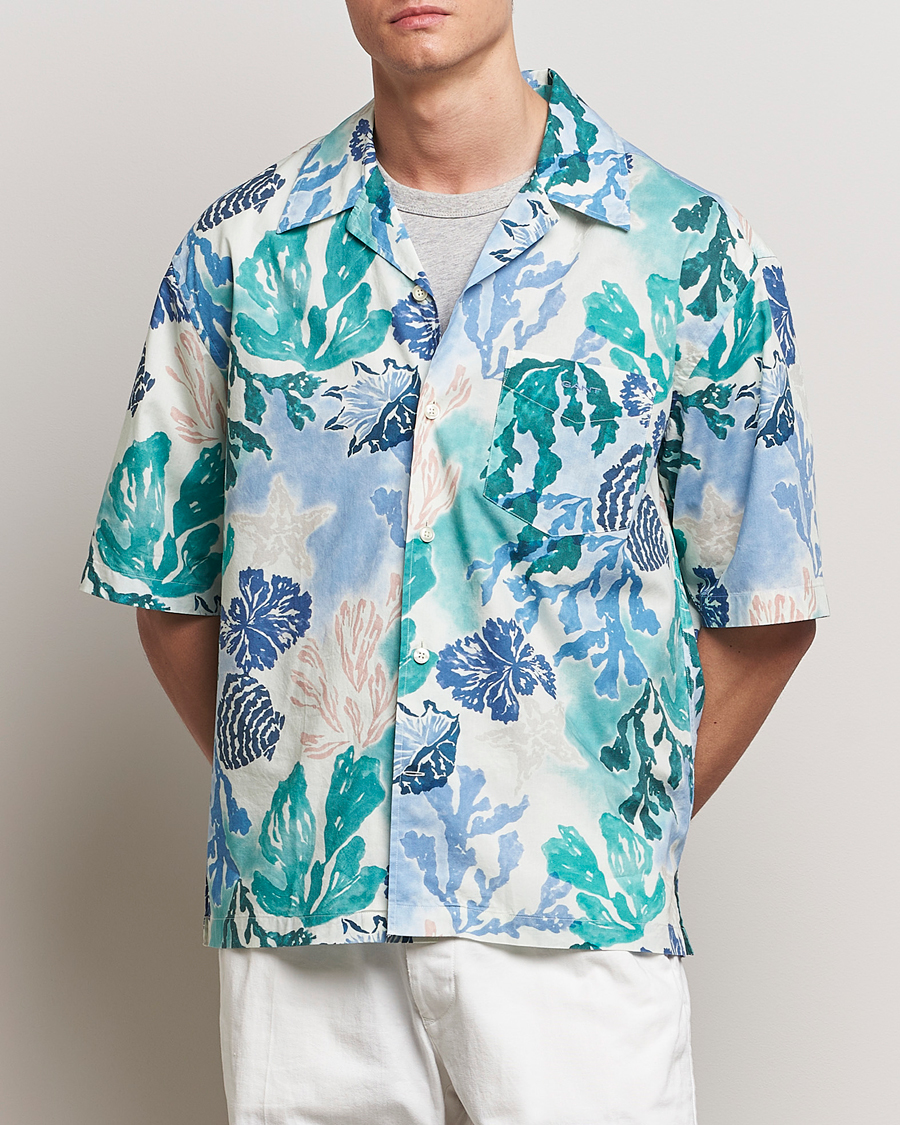 Herre | Nytt i butikken | GANT | Camp Collar Sea Print Short Sleeve Shirt Rich Blue