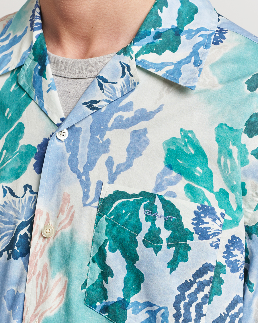 Herre | Skjorter | GANT | Camp Collar Sea Print Short Sleeve Shirt Rich Blue