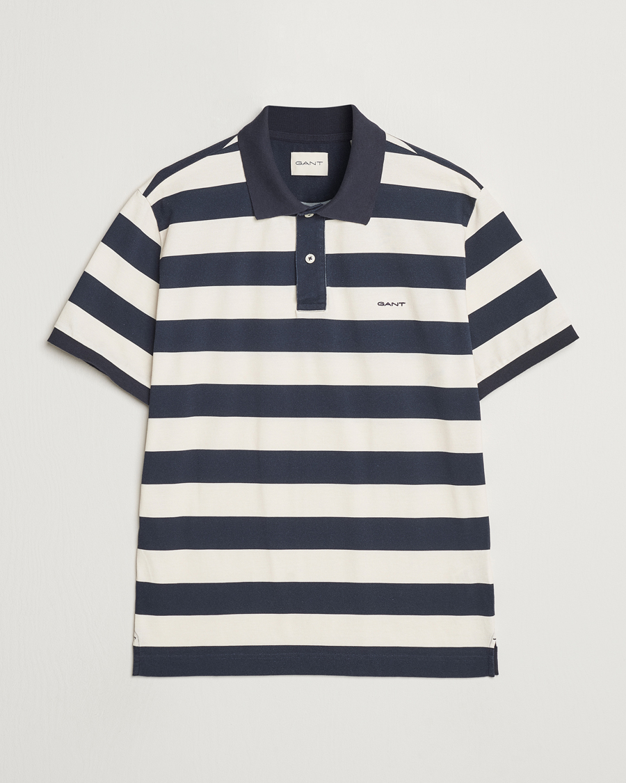 Herre | Pikéer | GANT | Heavy Washed Striped Polo Evening Blue