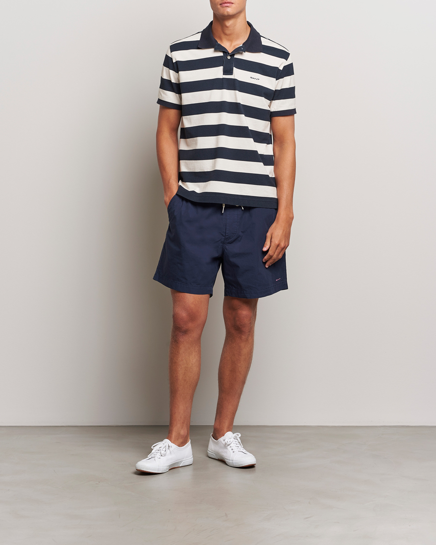 Herre | Pikéer | GANT | Heavy Washed Striped Polo Evening Blue