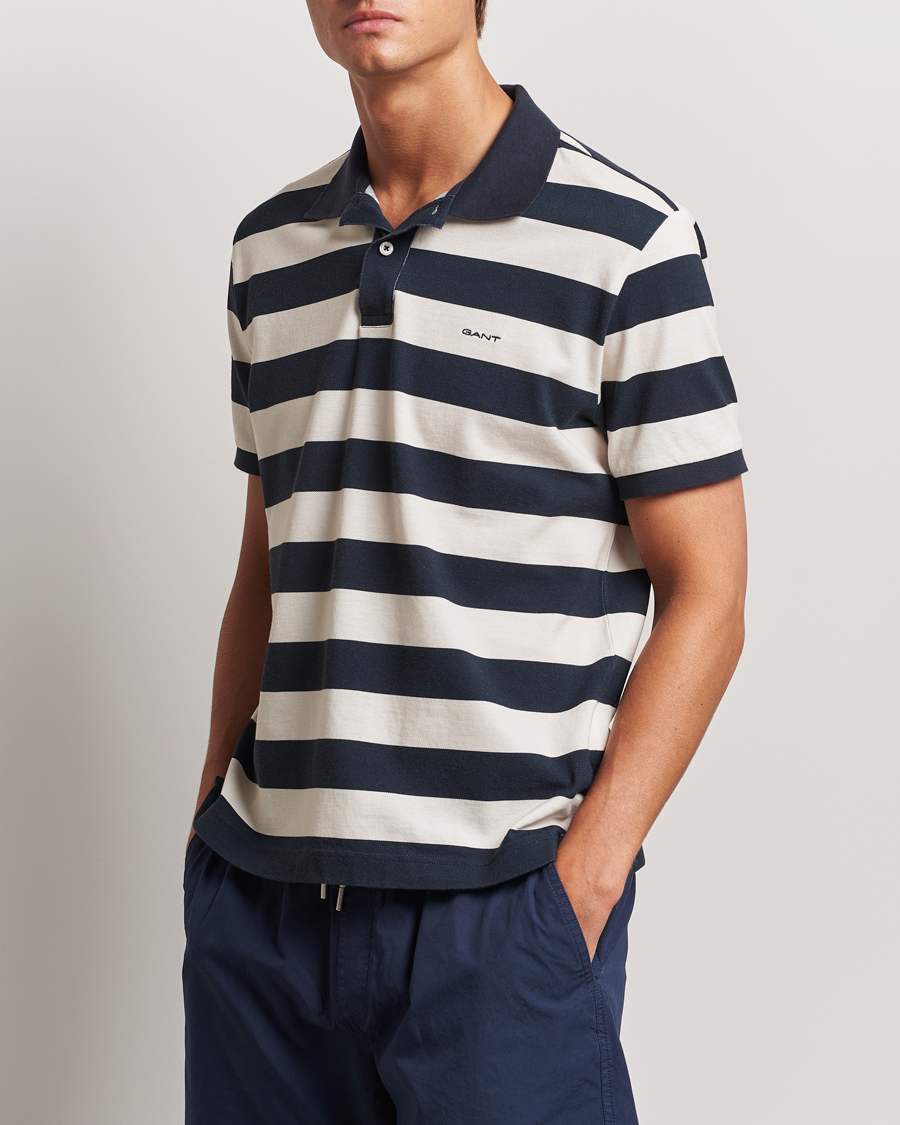 Herre | Pikéer | GANT | Heavy Washed Striped Polo Evening Blue