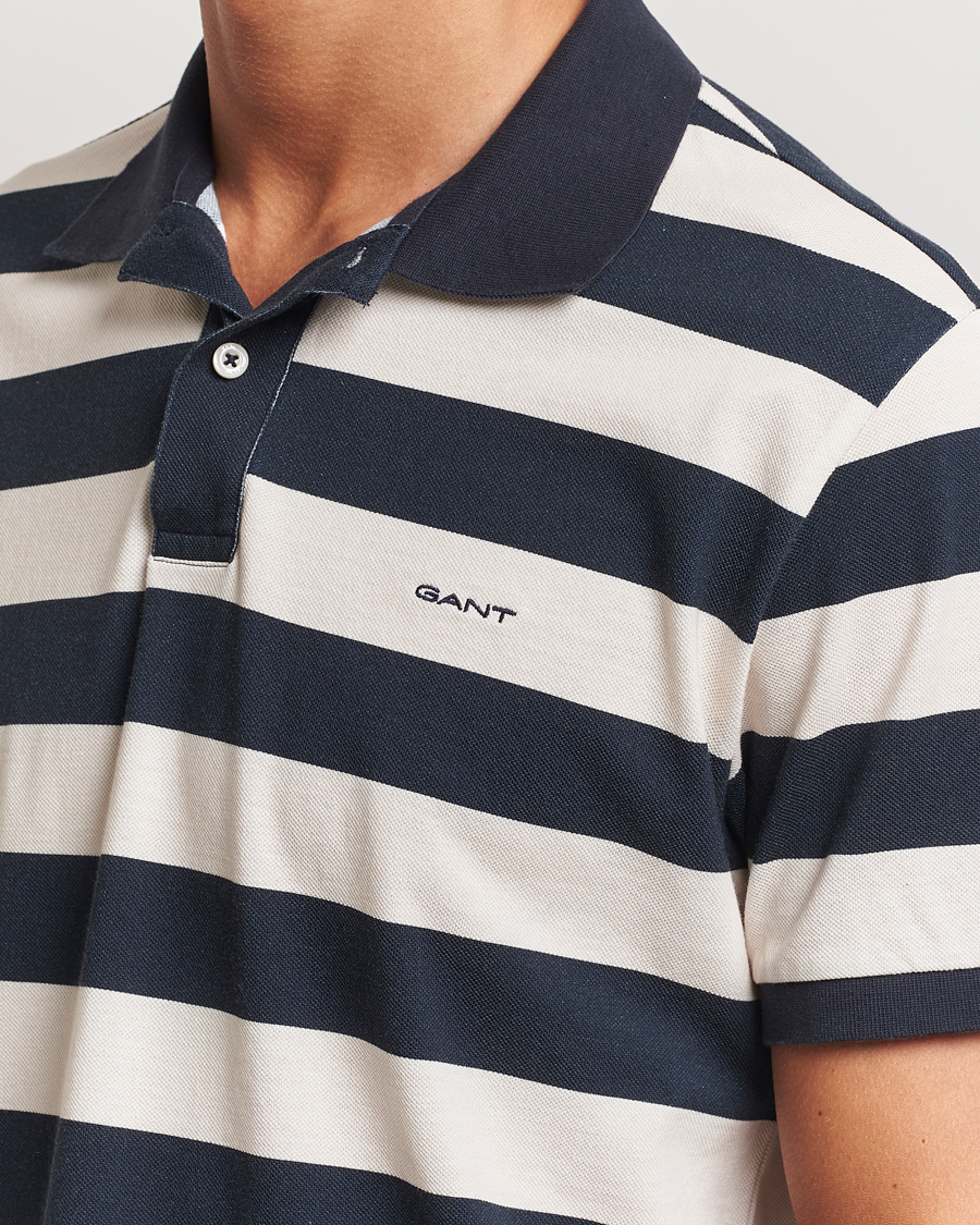 Herre | Pikéer | GANT | Heavy Washed Striped Polo Evening Blue