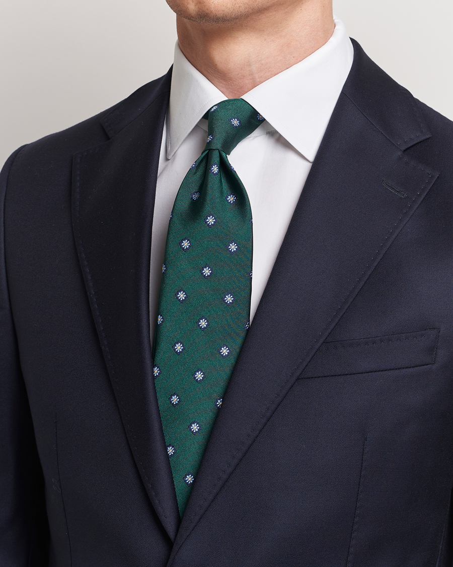 Herre | Slips | E. Marinella | 3-Fold Jacquard Silk Tie Dark Green