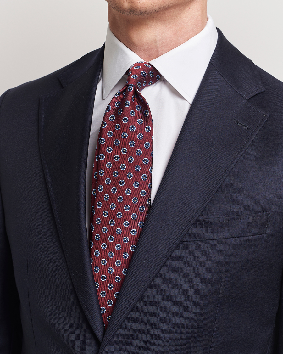 Herre | Avdelinger | E. Marinella | 3-Fold Jacquard Silk Tie Burgundy