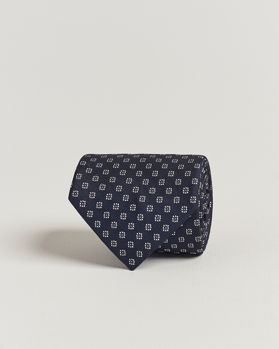 Herre | E. Marinella 3-Fold Jacquard Silk Tie Navy | E. Marinella | 3-Fold Jacquard Silk Tie Navy