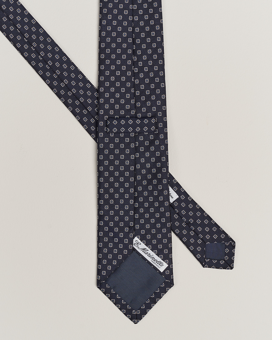 Herre | E. Marinella 3-Fold Jacquard Silk Tie Navy | E. Marinella | 3-Fold Jacquard Silk Tie Navy