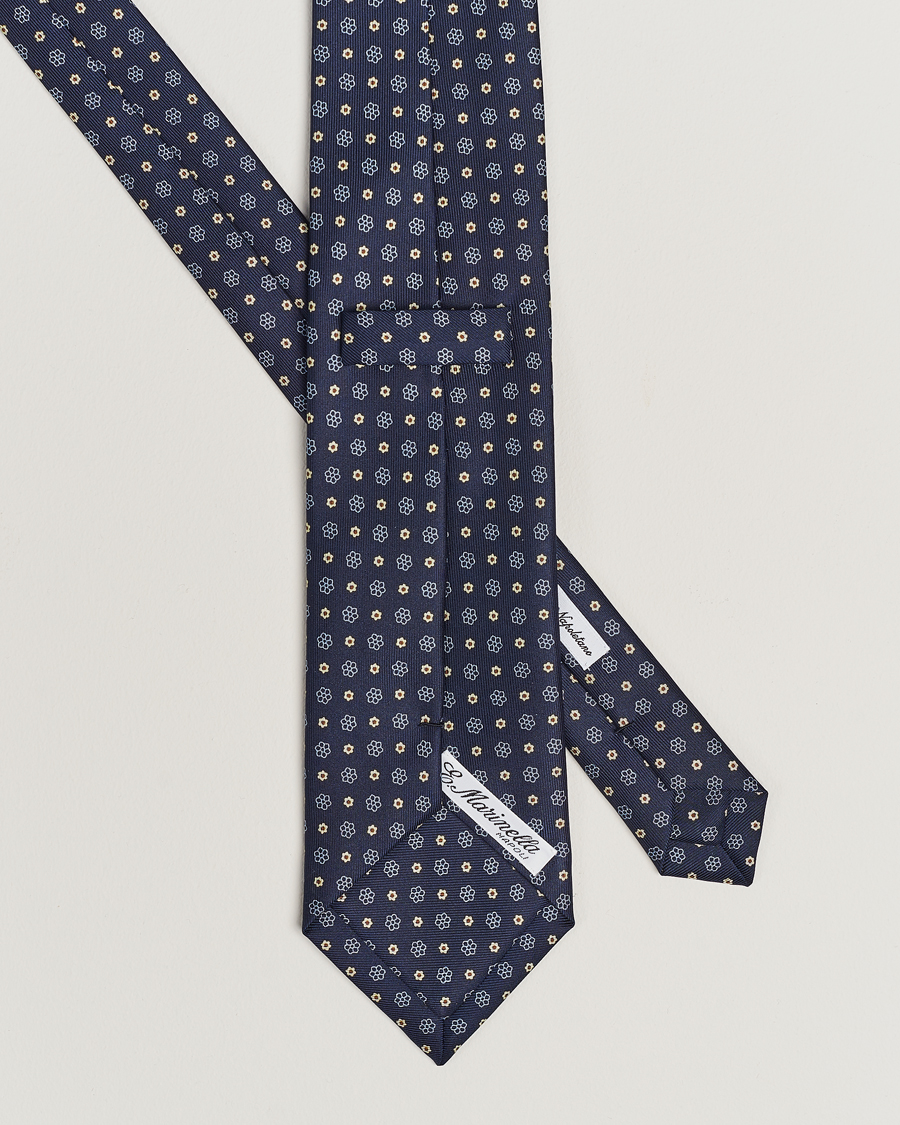 Herre | Slips | E. Marinella | 3-Fold Printed Silk Tie Navy