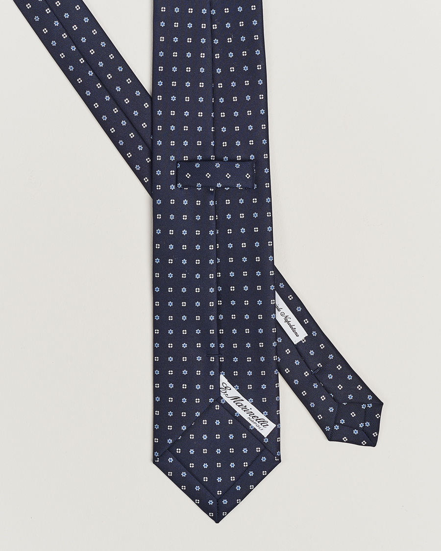 Herre |  | E. Marinella | 3-Fold Printed Silk Tie Navy