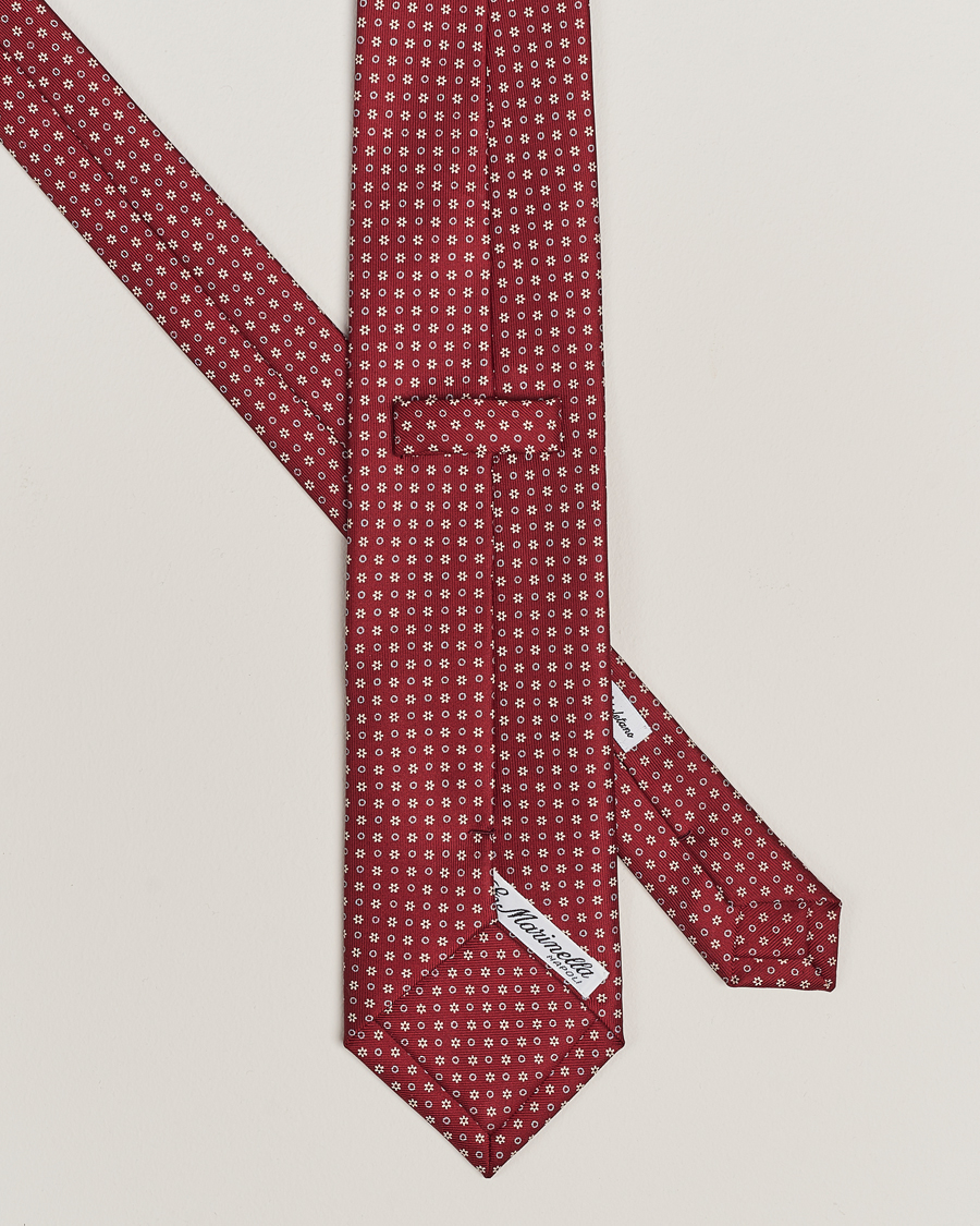 Herre | Slips | E. Marinella | 3-Fold Printed Silk Tie Burgundy