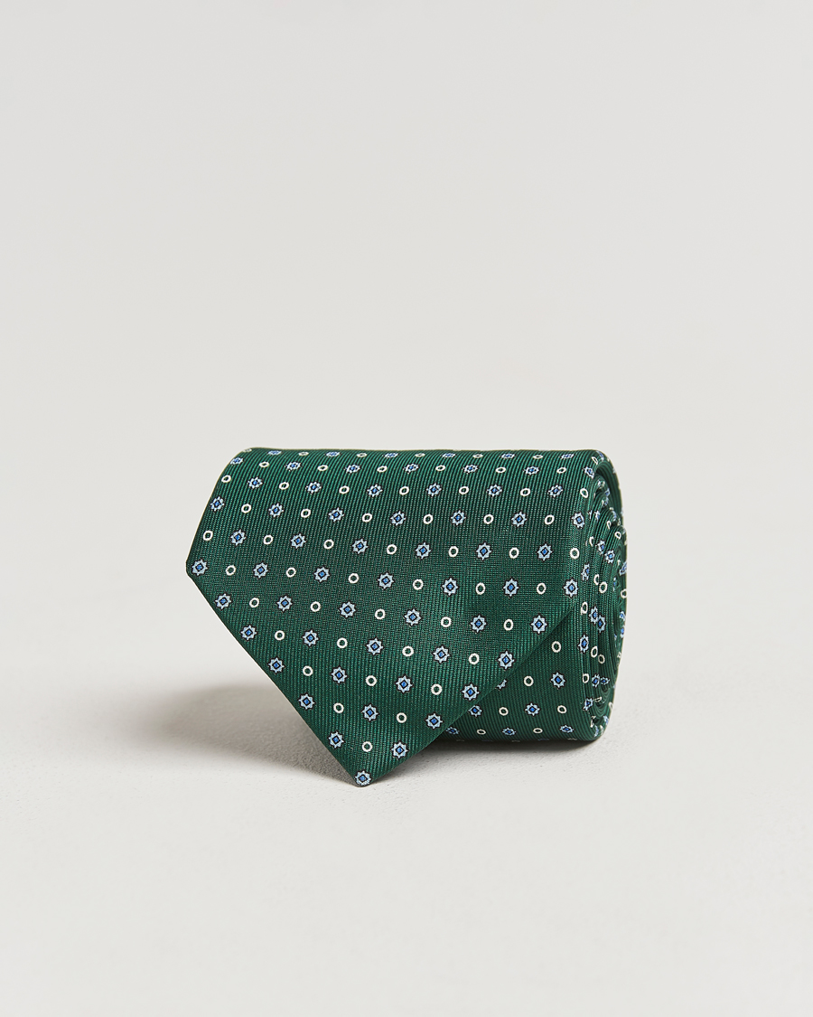Herre | E. Marinella 3-Fold Printed Silk Tie Dark Green | E. Marinella | 3-Fold Printed Silk Tie Dark Green