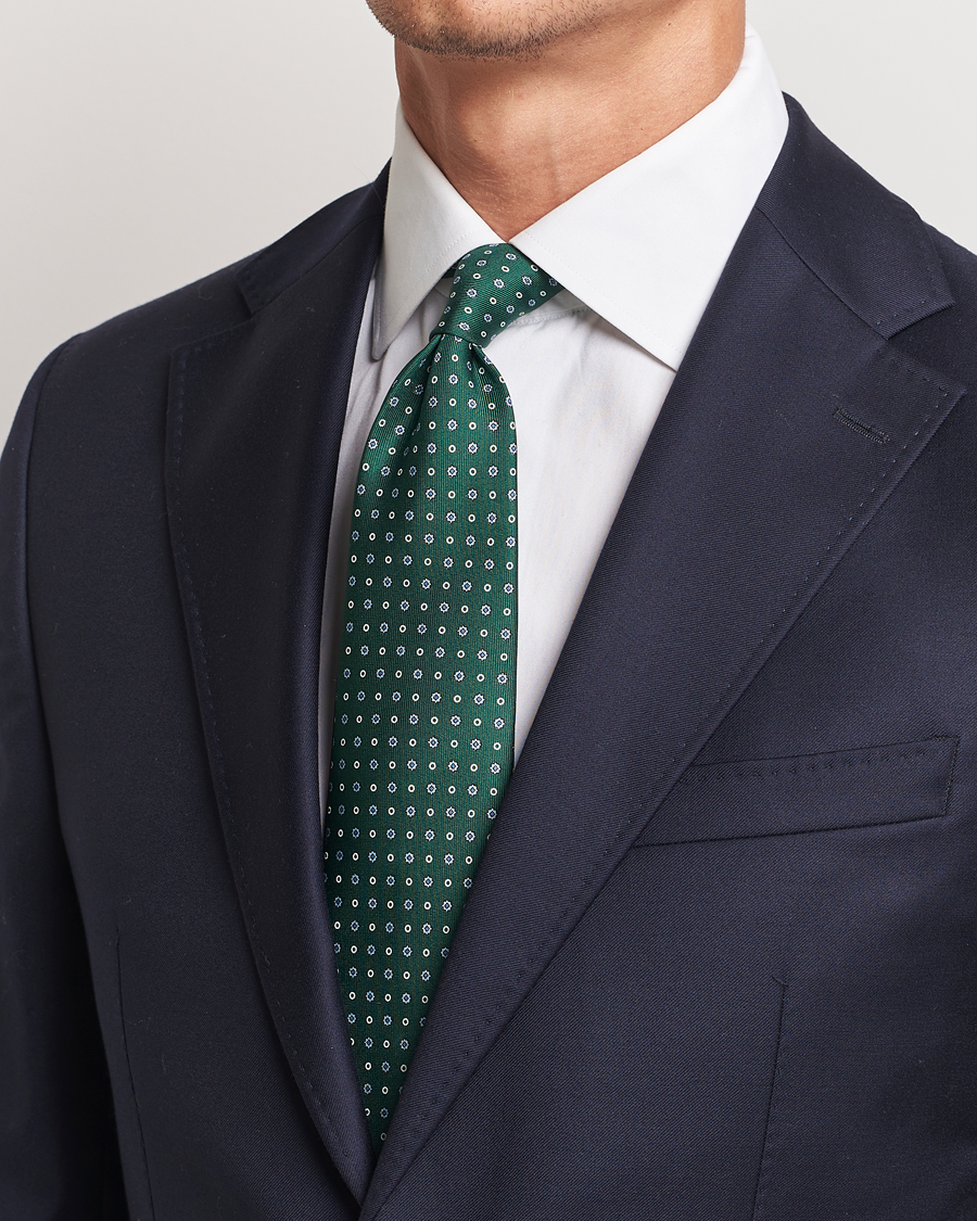 Herre | E. Marinella 3-Fold Printed Silk Tie Dark Green | E. Marinella | 3-Fold Printed Silk Tie Dark Green