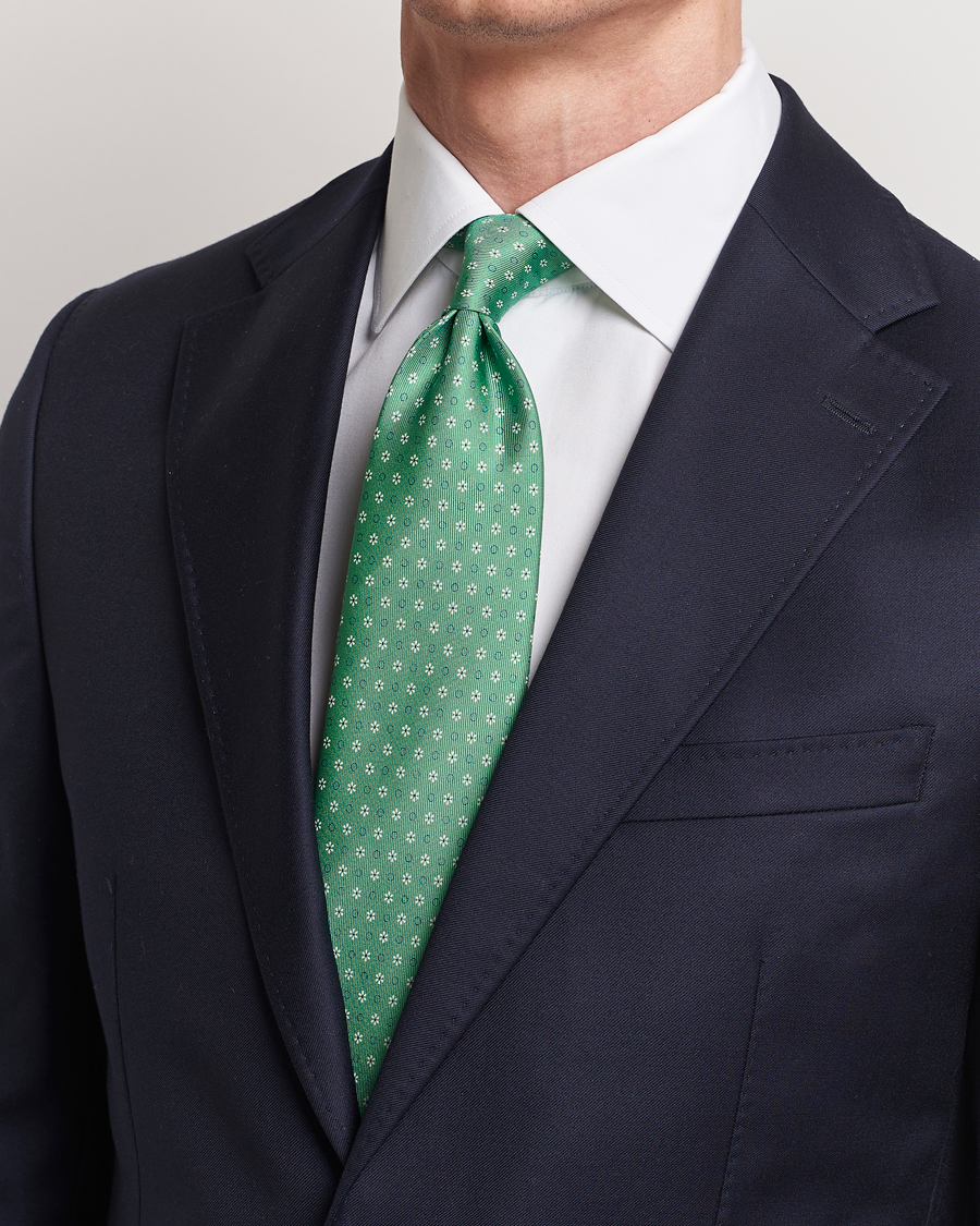 Herre | Slips | E. Marinella | 3-Fold Printed Silk Tie Green