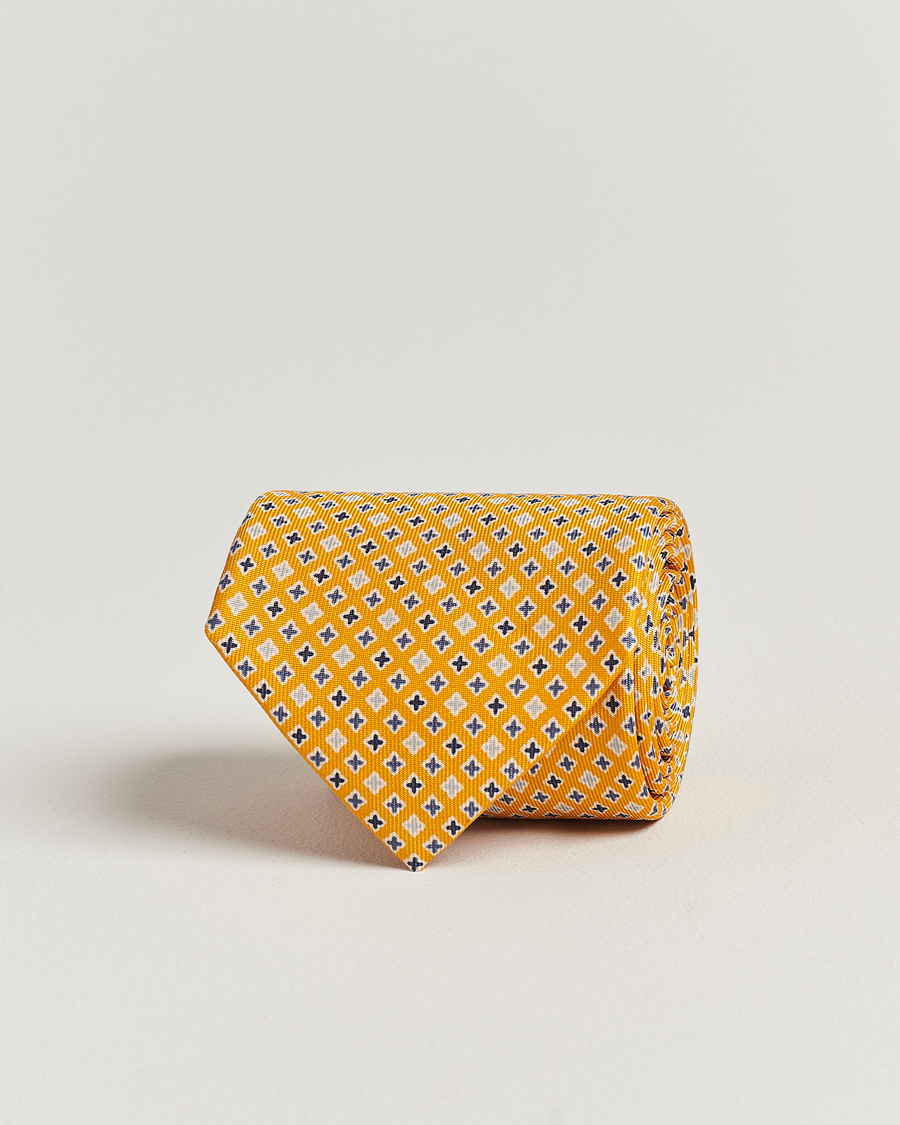 Herre | E. Marinella 3-Fold Printed Silk Tie Yellow | E. Marinella | 3-Fold Printed Silk Tie Yellow