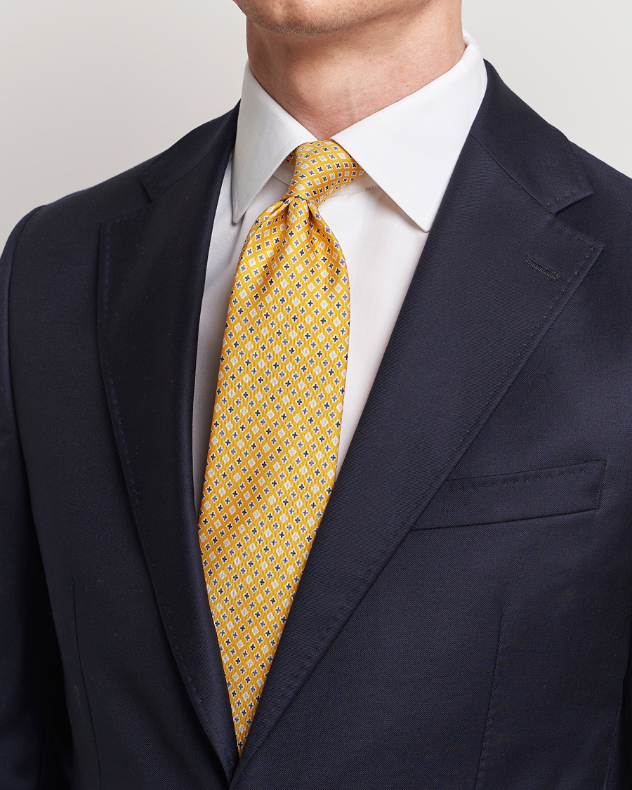 Herre | Avdelinger | E. Marinella | 3-Fold Printed Silk Tie Yellow
