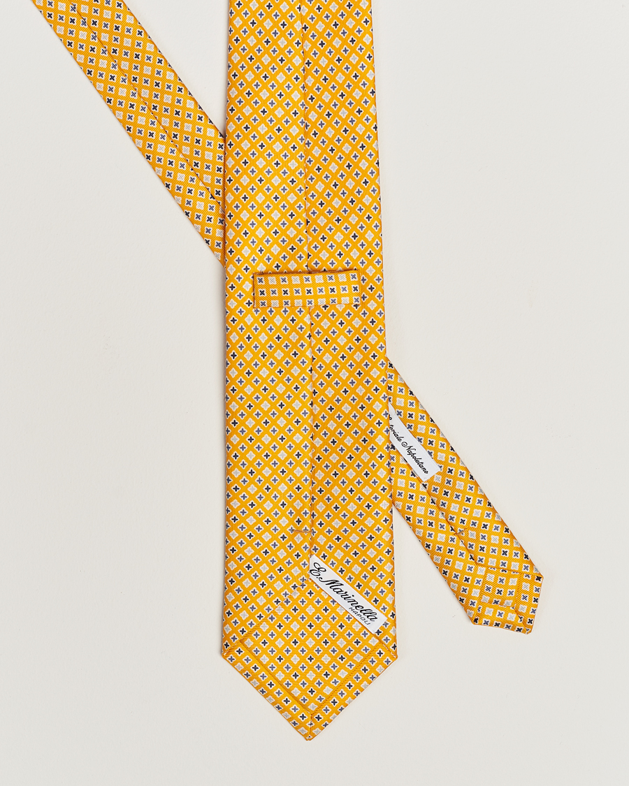 Herre | E. Marinella 3-Fold Printed Silk Tie Yellow | E. Marinella | 3-Fold Printed Silk Tie Yellow