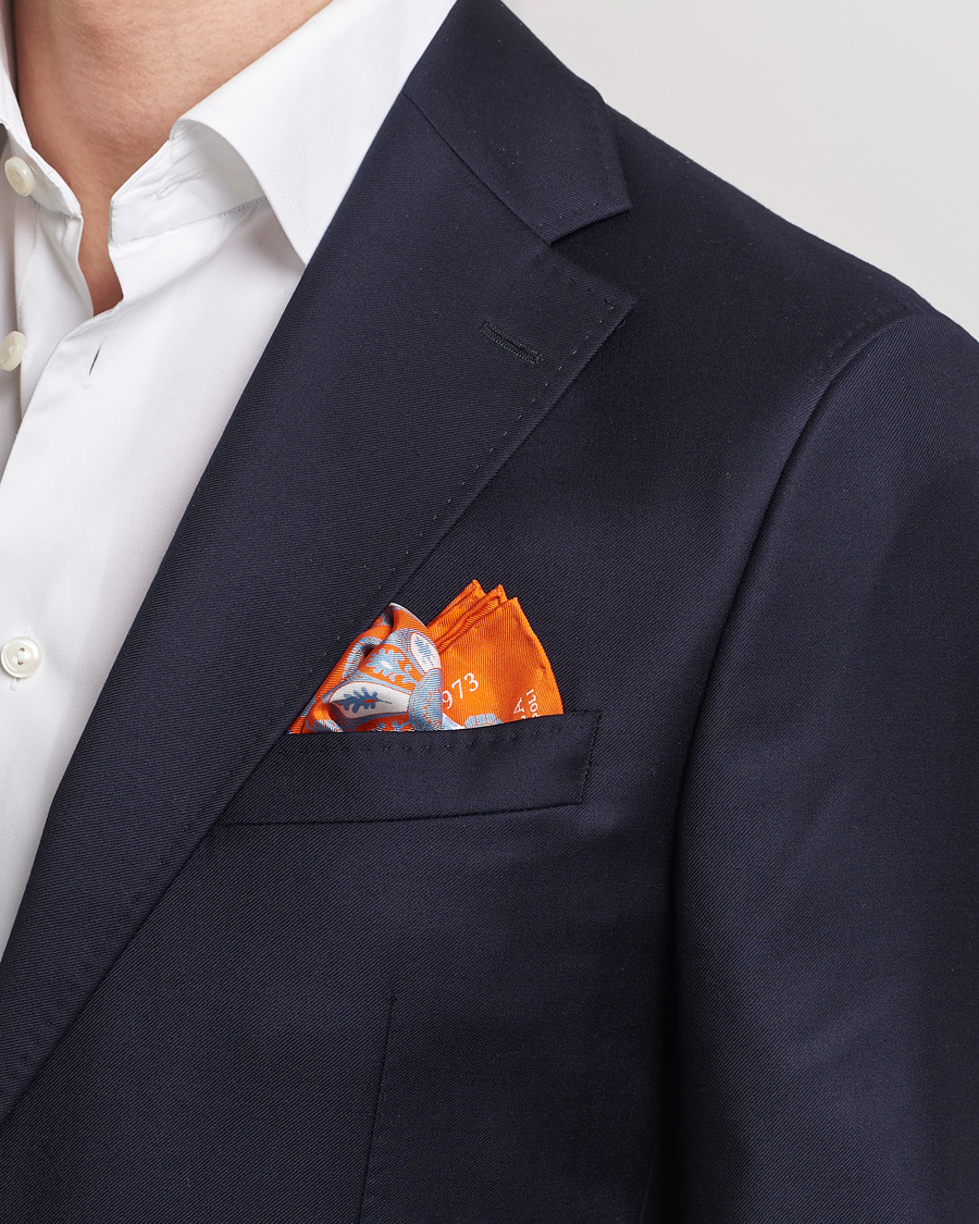 Herre | Avdelinger | E. Marinella | Archive Printed Silk Pocket Square Orange