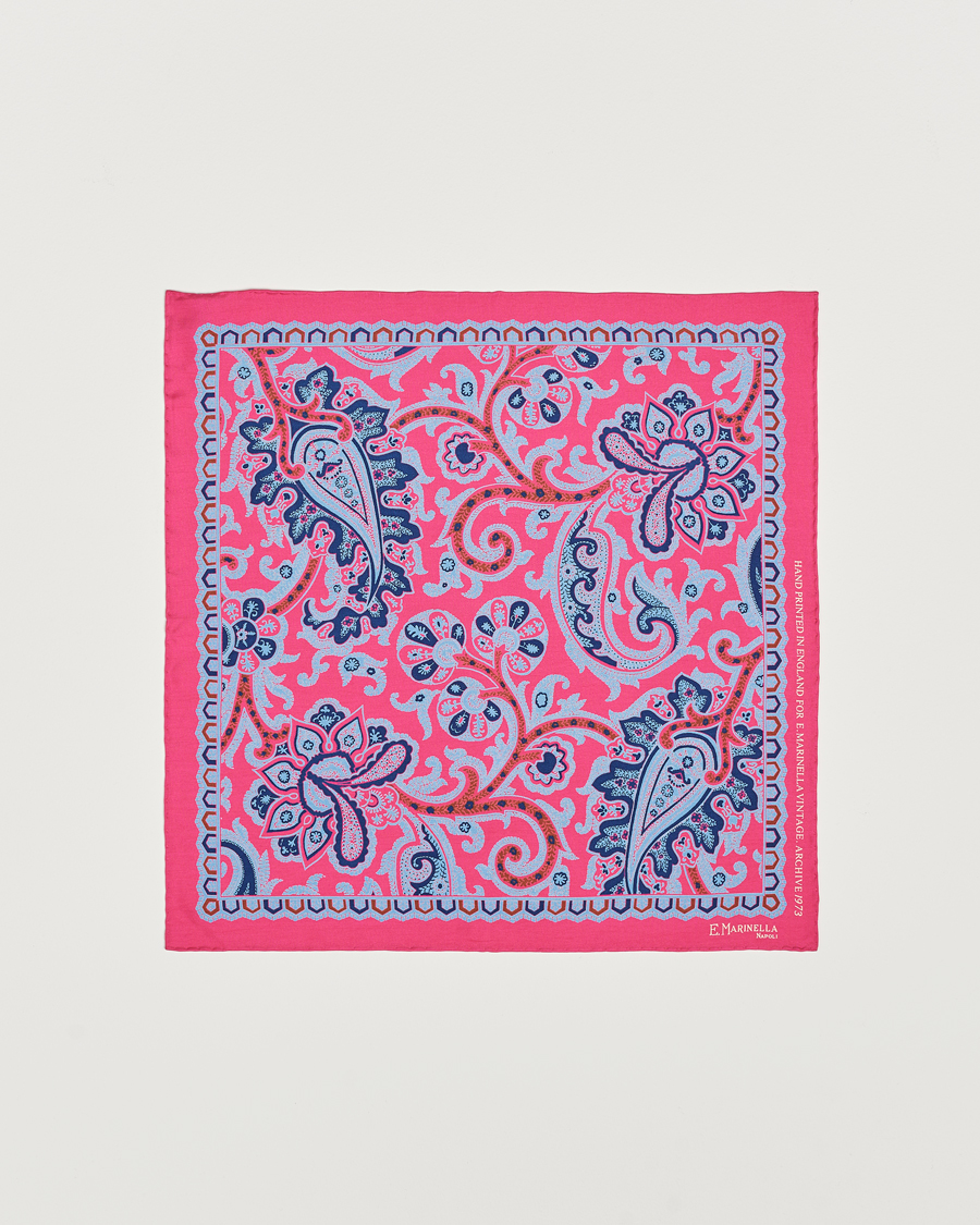 Herre | E. Marinella Archive Printed Silk Pocket Square Pink | E. Marinella | Archive Printed Silk Pocket Square Pink