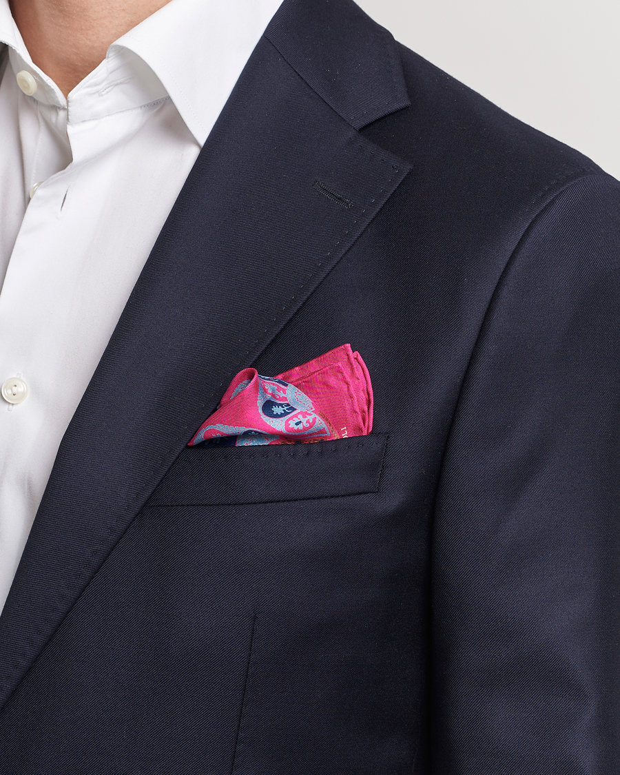 Herre | E. Marinella Archive Printed Silk Pocket Square Pink | E. Marinella | Archive Printed Silk Pocket Square Pink