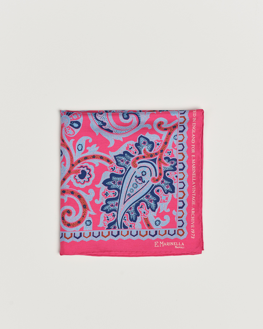 Herre | Lommetørklær | E. Marinella | Archive Printed Silk Pocket Square Pink