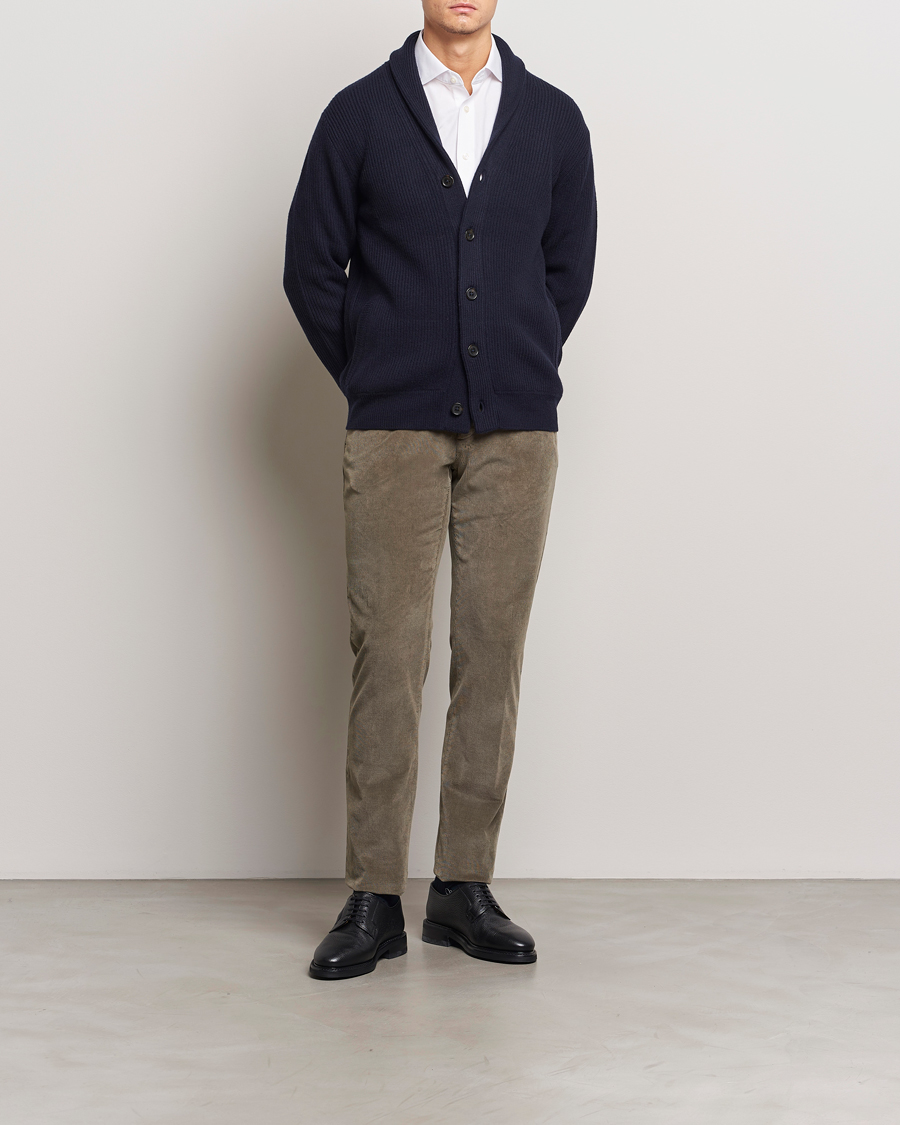 Herre | Gensere | Charles Tyrwhitt | Chunky Merino Shawl Neck Cardigan Navy