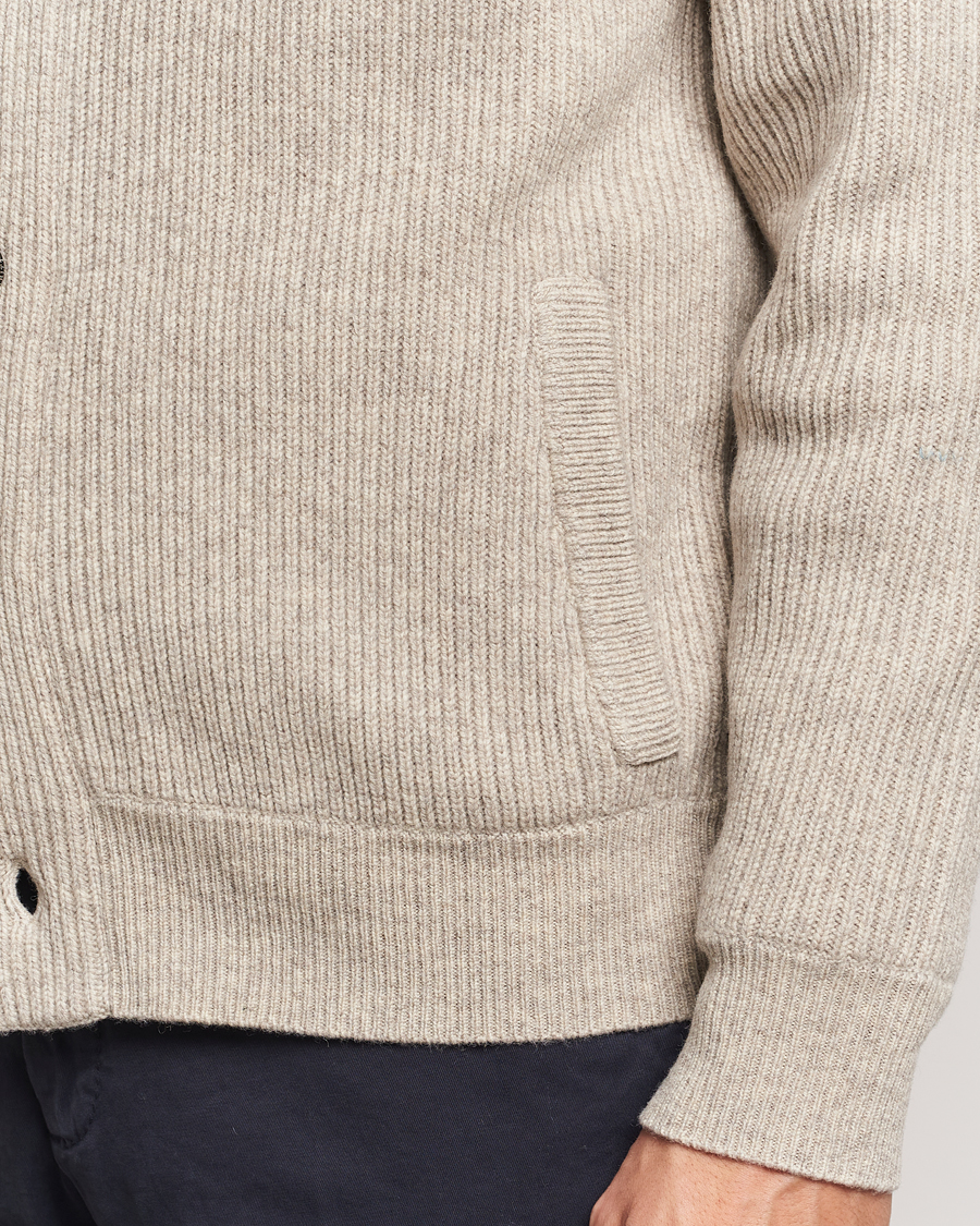 Herre | Gensere | Charles Tyrwhitt | Chunky Merino Shawl Neck Cardigan Oatmeal