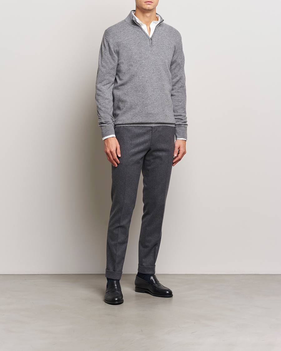 Herre | Gensere | Charles Tyrwhitt | Pure Cashmere Zip Neck Jumper Grey