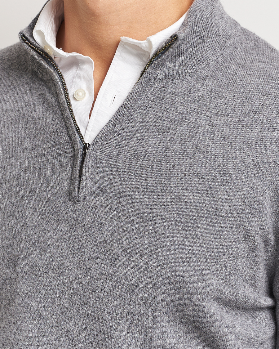 Herre | Gensere | Charles Tyrwhitt | Pure Cashmere Zip Neck Jumper Grey
