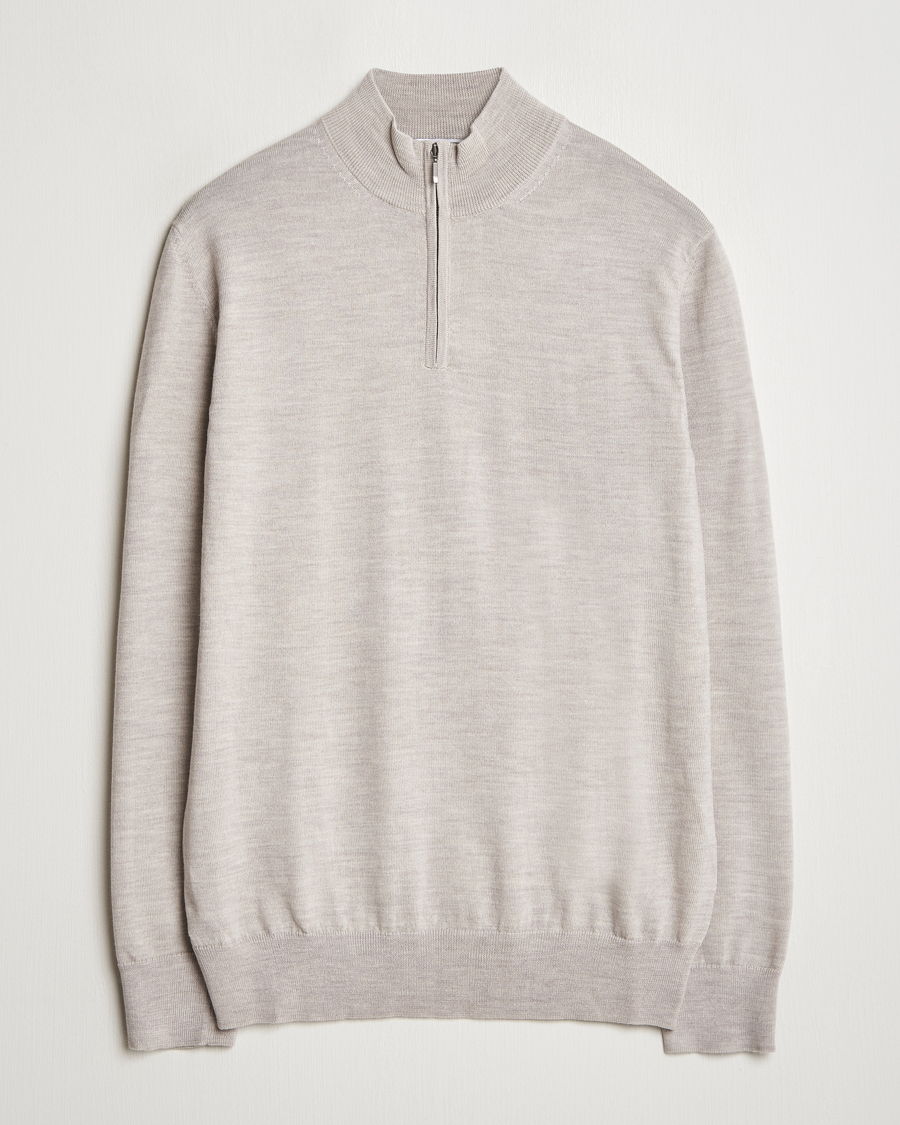 Herre | Gensere | Charles Tyrwhitt | Pure Merino Zip Neck Jumper Limestone