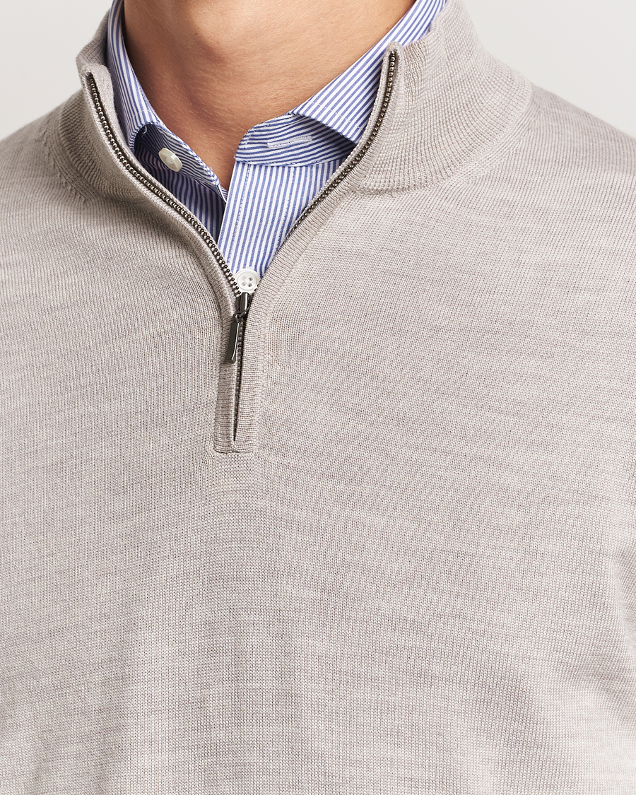 Herre | Gensere | Charles Tyrwhitt | Pure Merino Zip Neck Jumper Limestone
