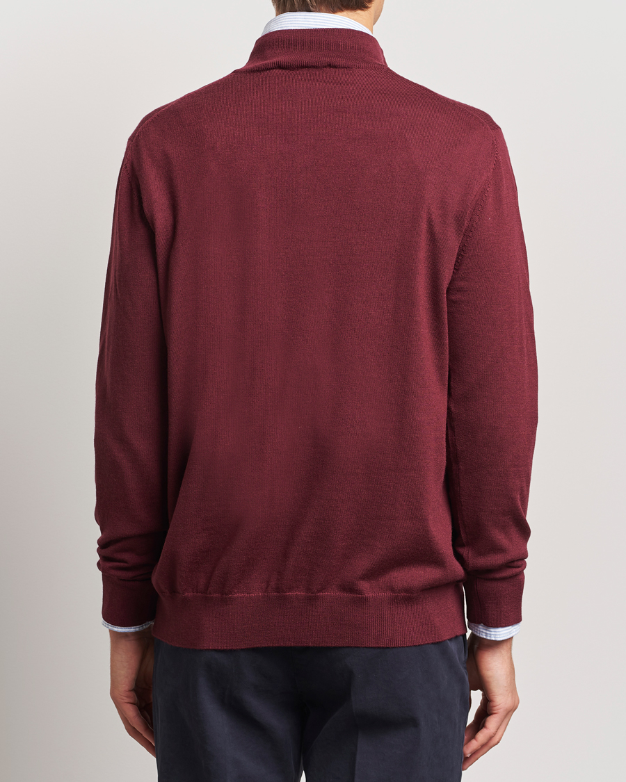 Herre | Gensere | Charles Tyrwhitt | Pure Merino Zip Neck Jumper Burgundy Red